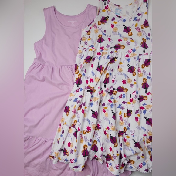 2 Pack Disney Spotted Zebra Frozen Anna All Over Print Tired Dress Kids XL 12 - Picture 3 of 4